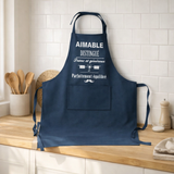 Tablier de cuisine Aimable et distingué recyclé Indigo 72 x 90 en situation
