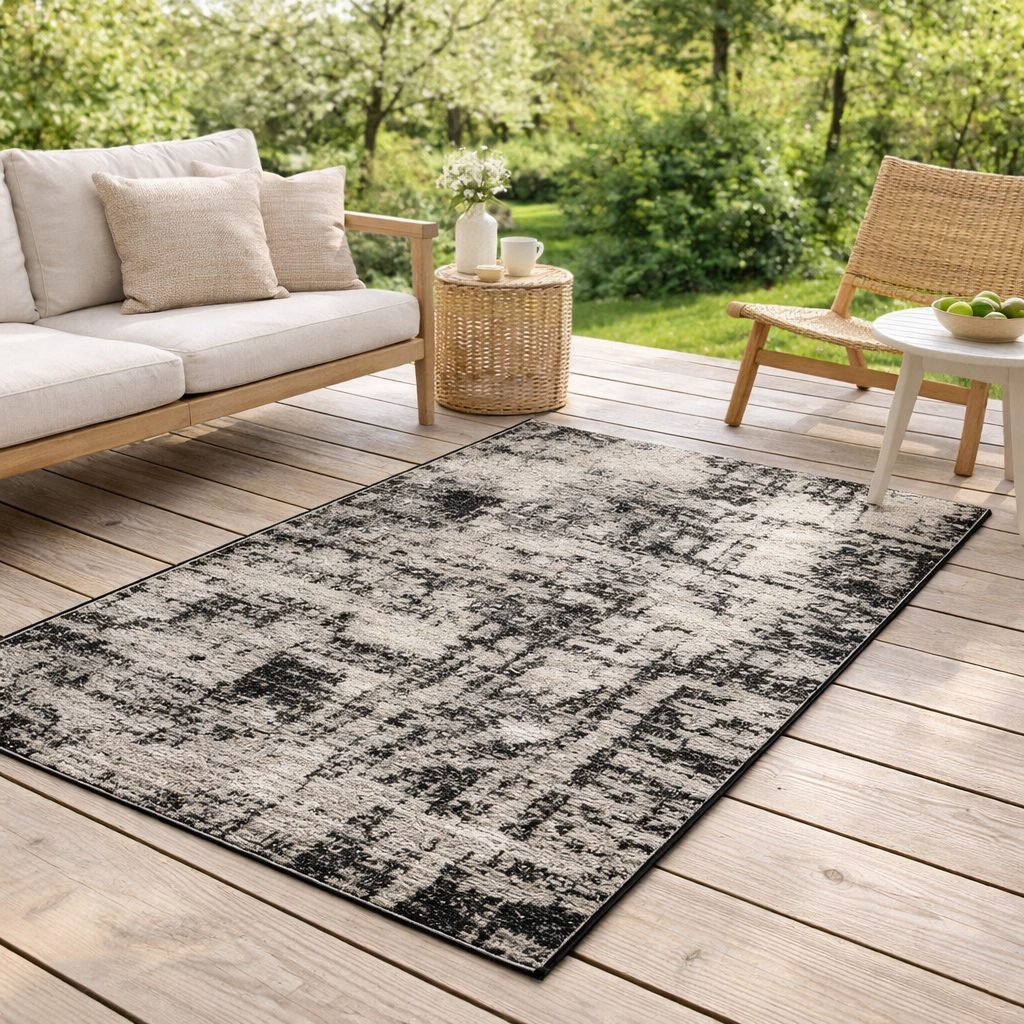Tapis Catania 2 outdoor Noir 120 x 170 en situation
