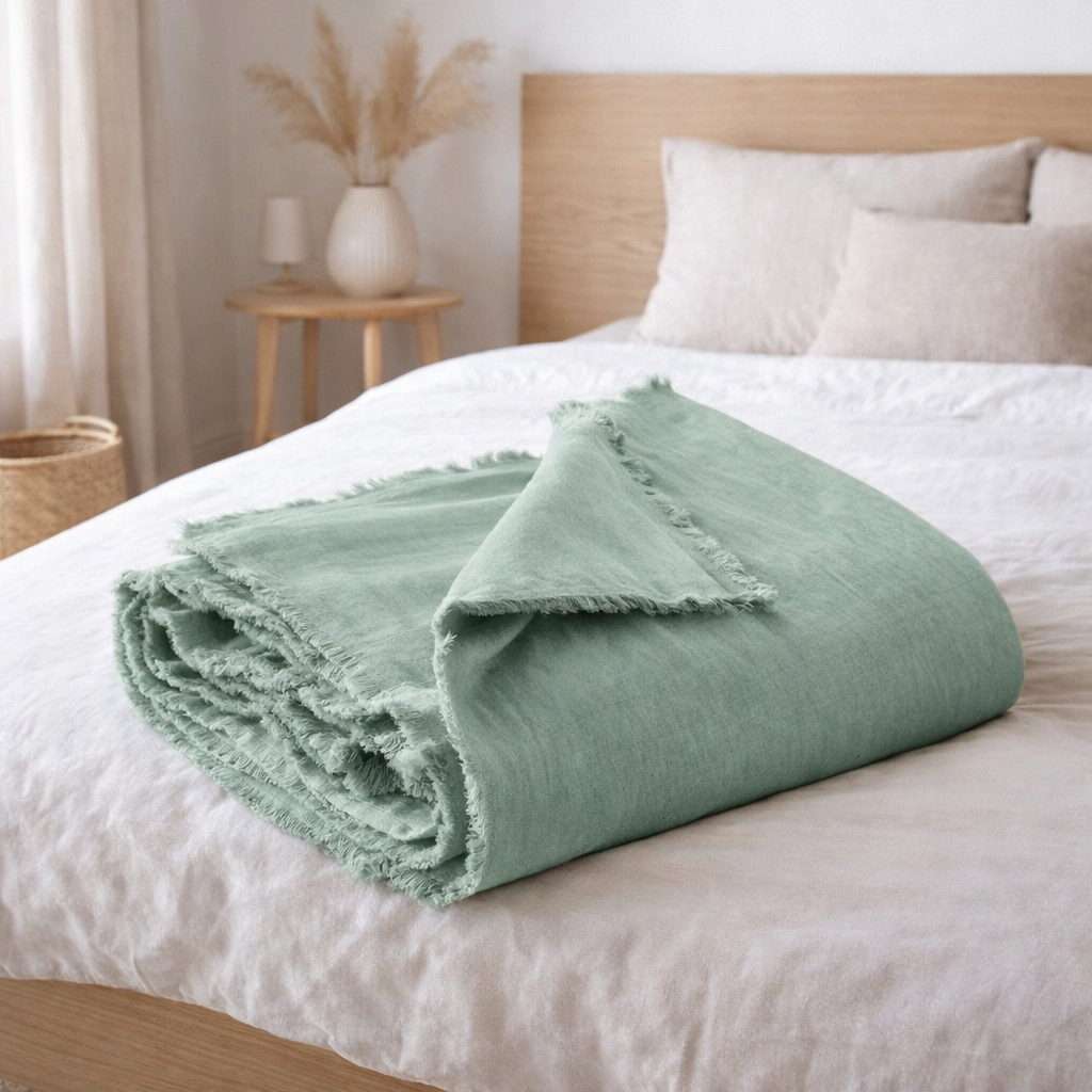 Édredon uni Laly Opaline 85 x 200 en situation