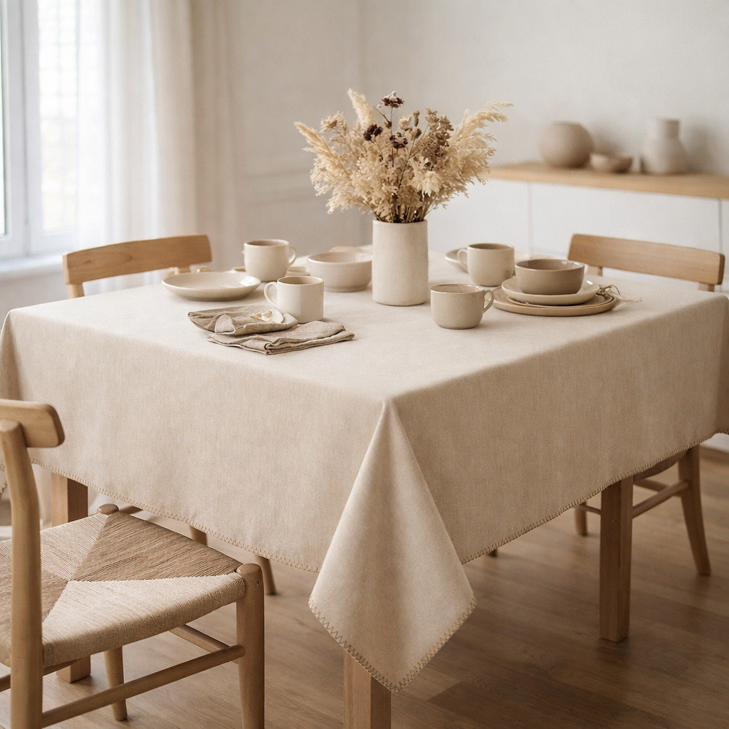 Nappe recyclée Delia Naturel 170 x 250 en situation