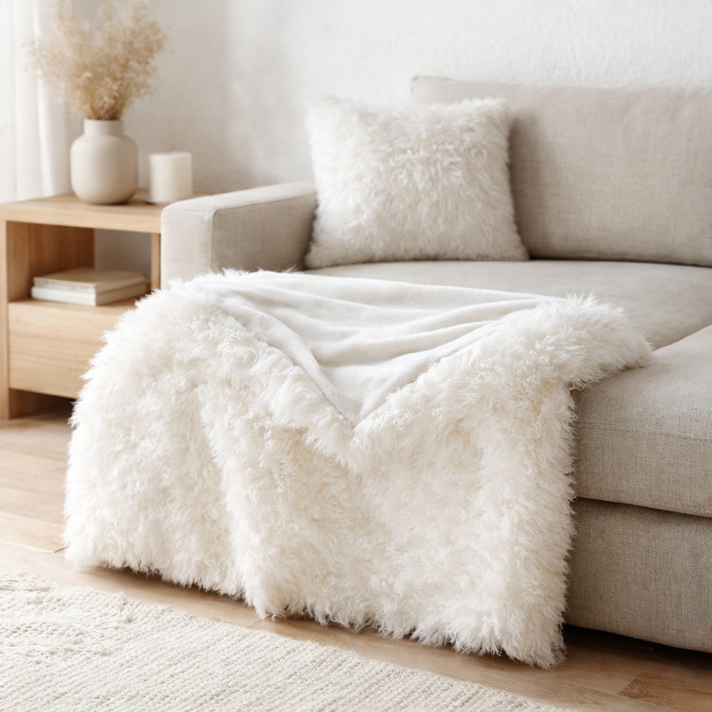Plaid Betani Neige 130 x 160 en situation