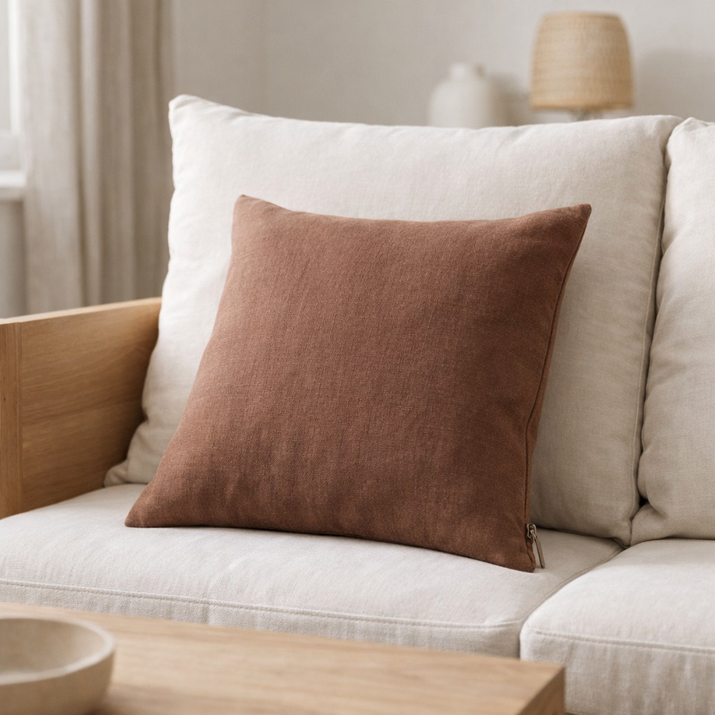 Coussin uni Zeff Bronze 30 x 50 en situation