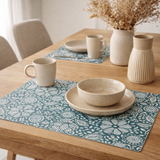 Set de table enduit Kira recyclé Paon 33 x 48 en situation