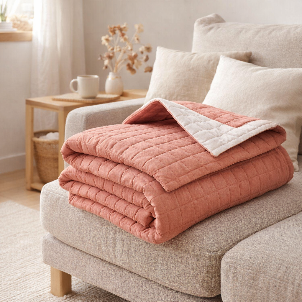 Plaid Cambra Terracotta 140 x 200 en situation