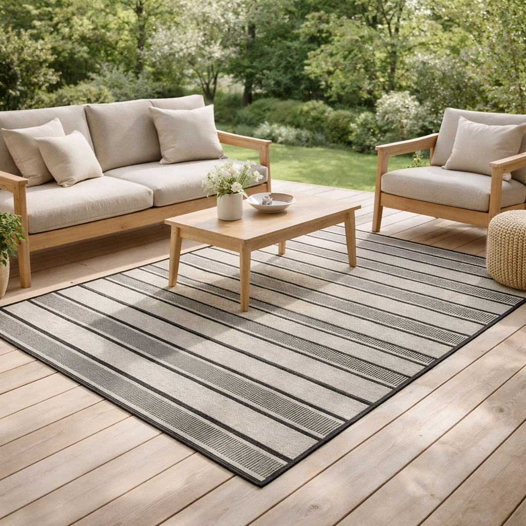 Tapis Paomia 2 outdoor Perle 120 x 170 en situation