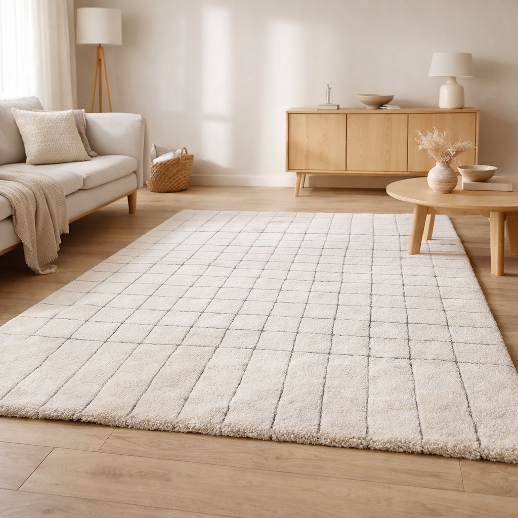 Tapis recyclé Antonio Neige 200 x 290 x 2 en situation