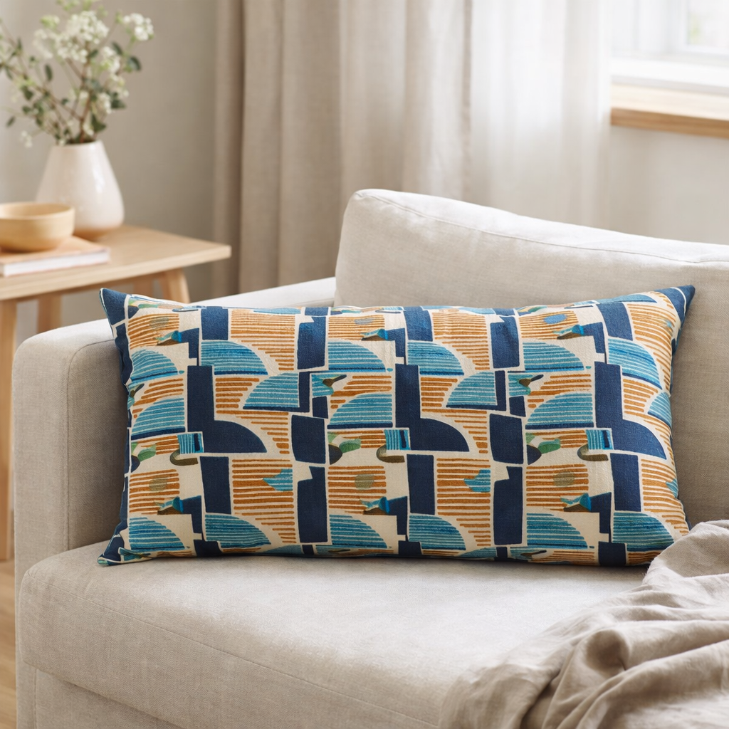 Coussin imprimé Farel Multico 40 x 65 en situation