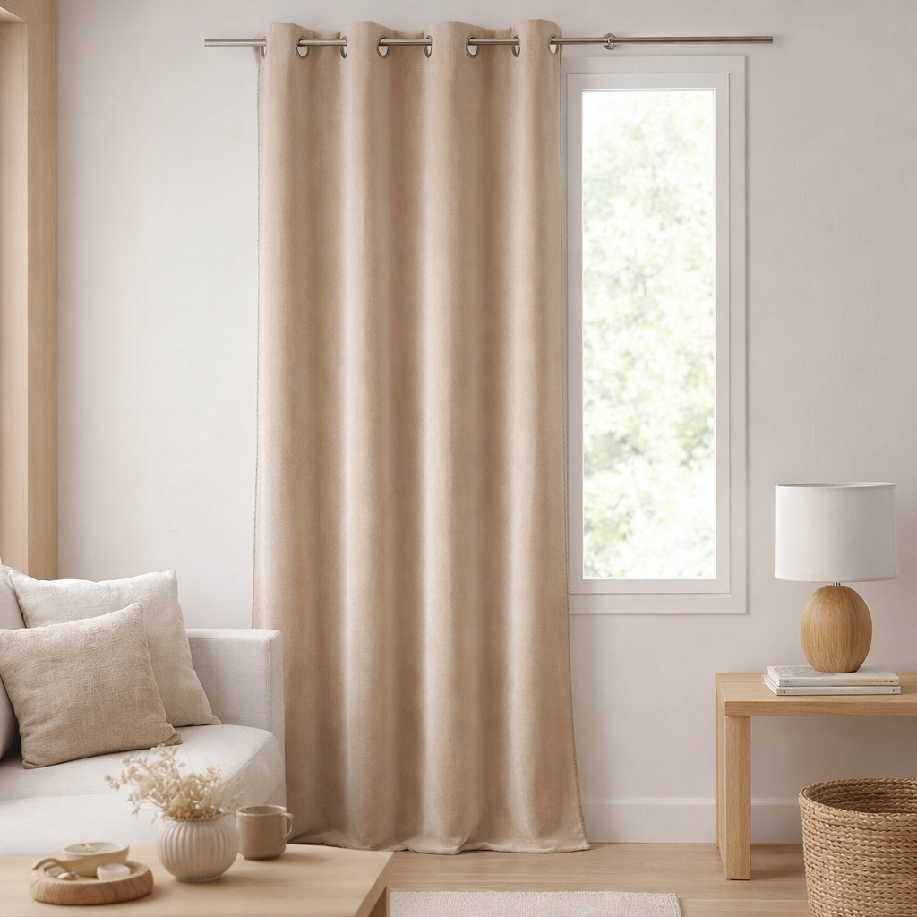 Rideau uni Fara Latte 135 x 280 en situation