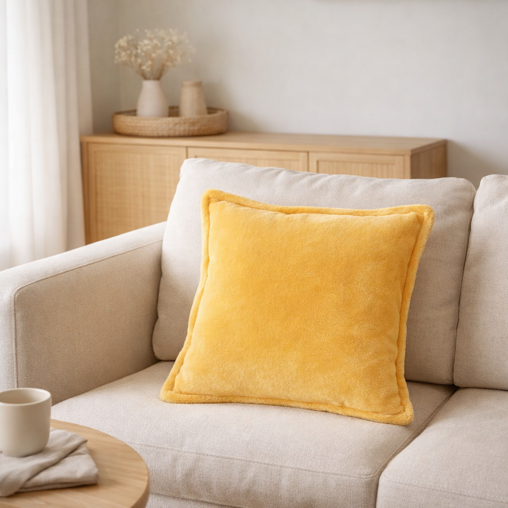 Coussin Tendre Mimosa 50 x 50 en situation