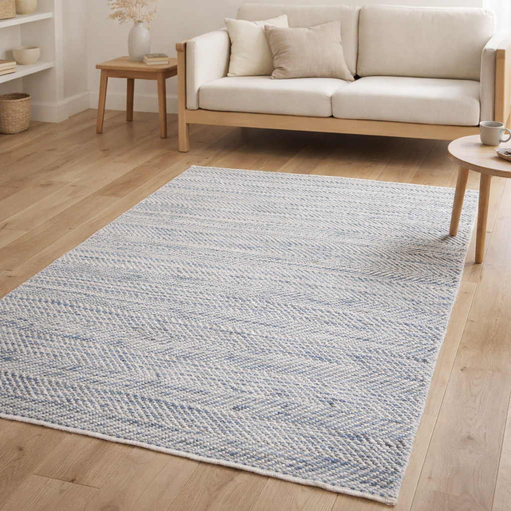 Tapis Atlas Blanc/Bleu 160 X 230 en situation