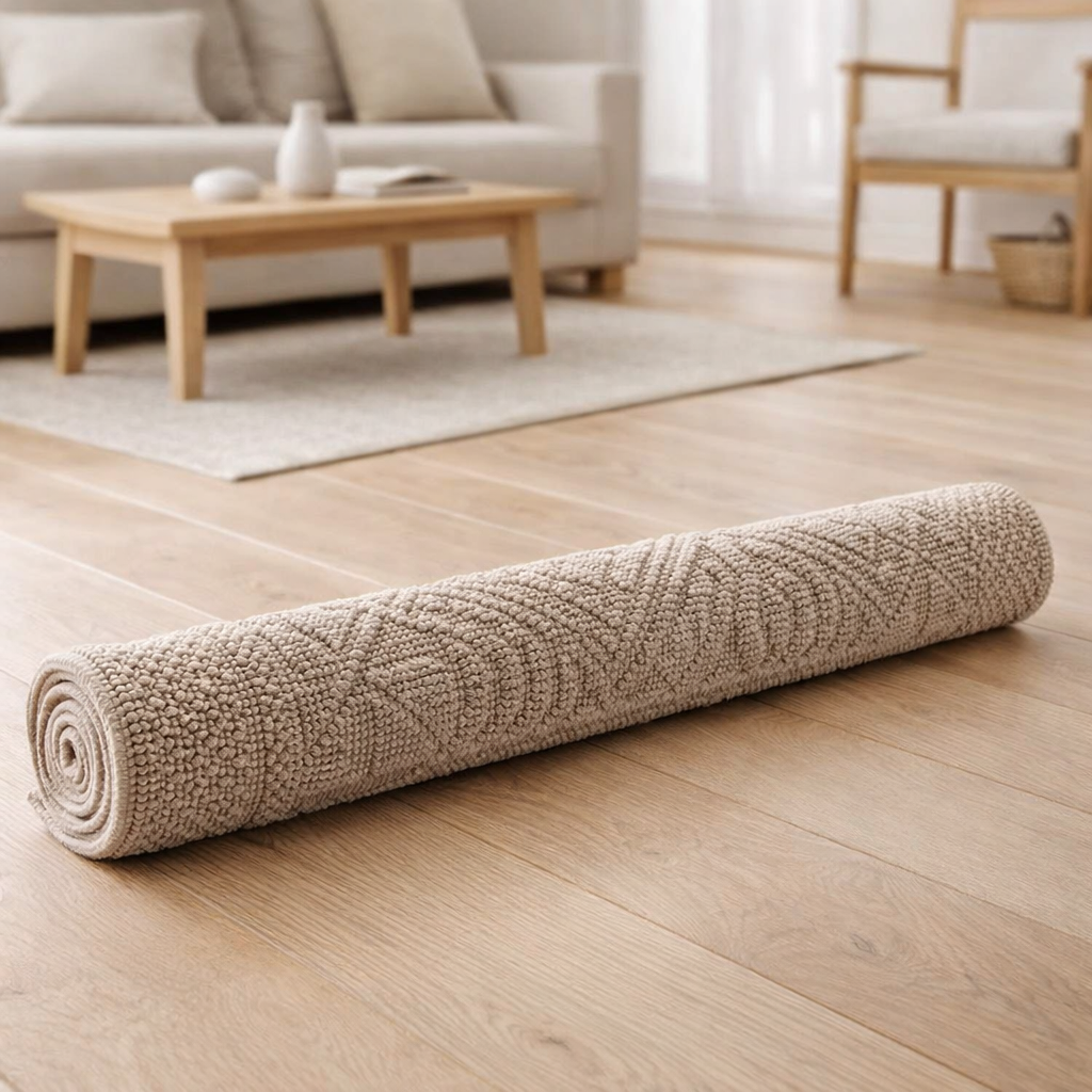 Tapis de bain uni Enzo Chamois 54 x 64 en situation