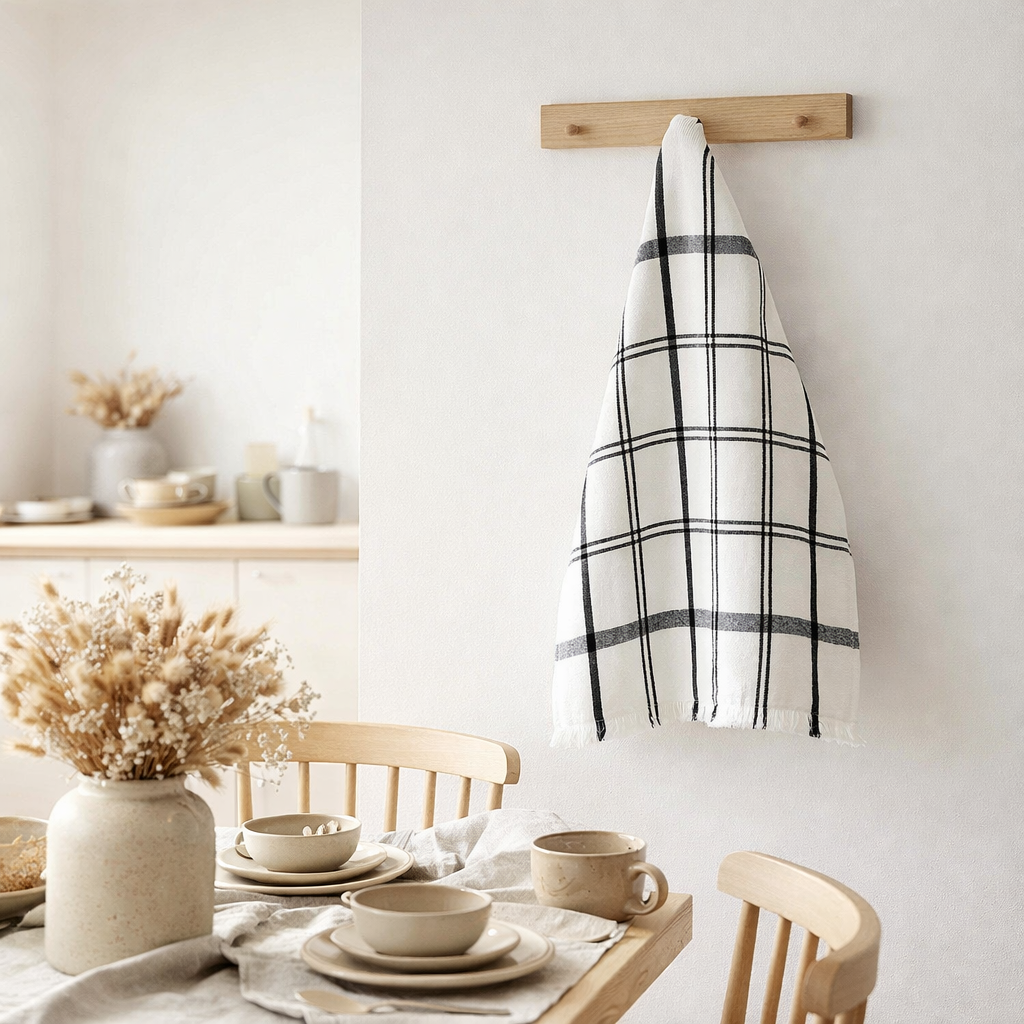Torchon Carol Noir 50 x 70 en situation