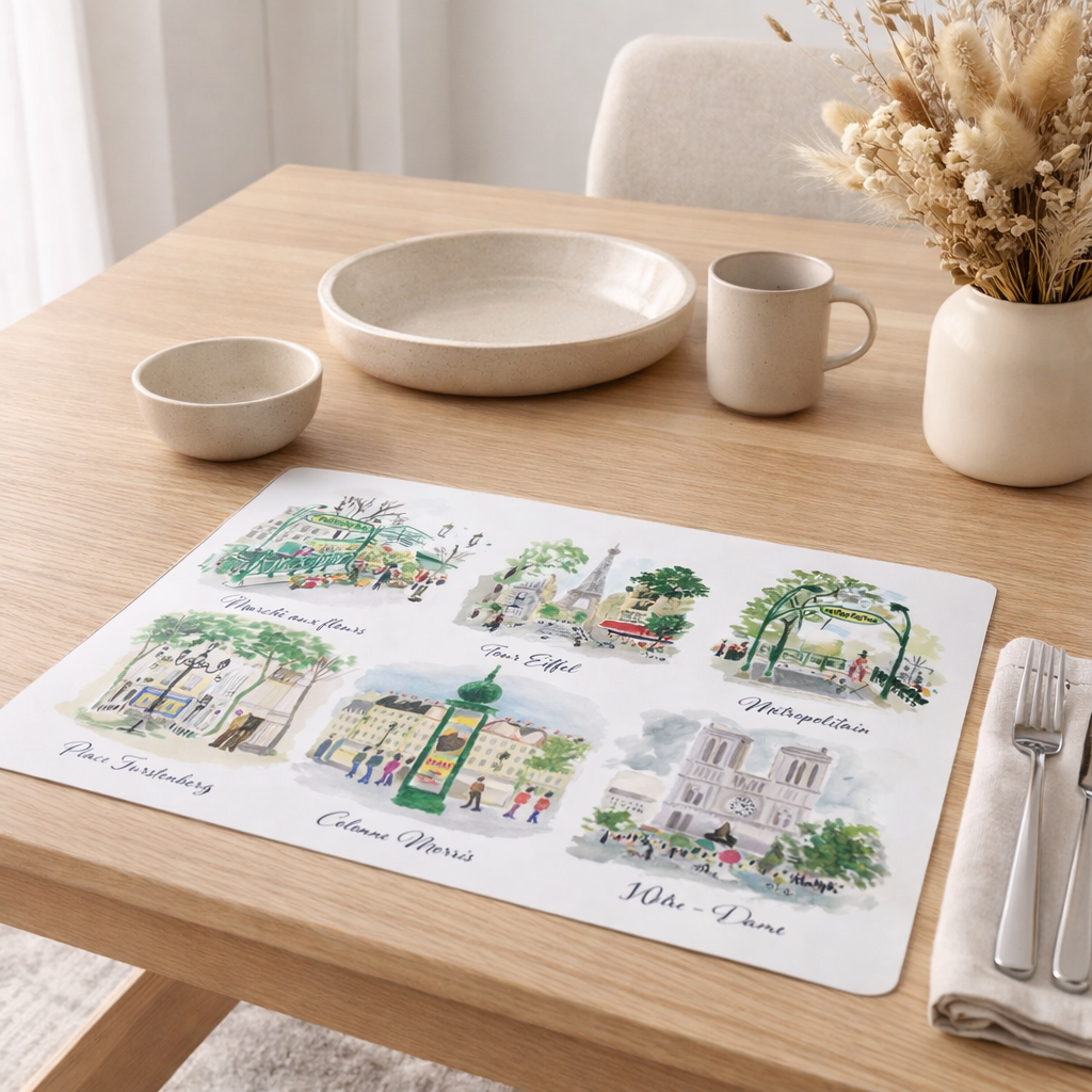 Set de table Paris Scénettes Assortis 30 x 45 en situation
