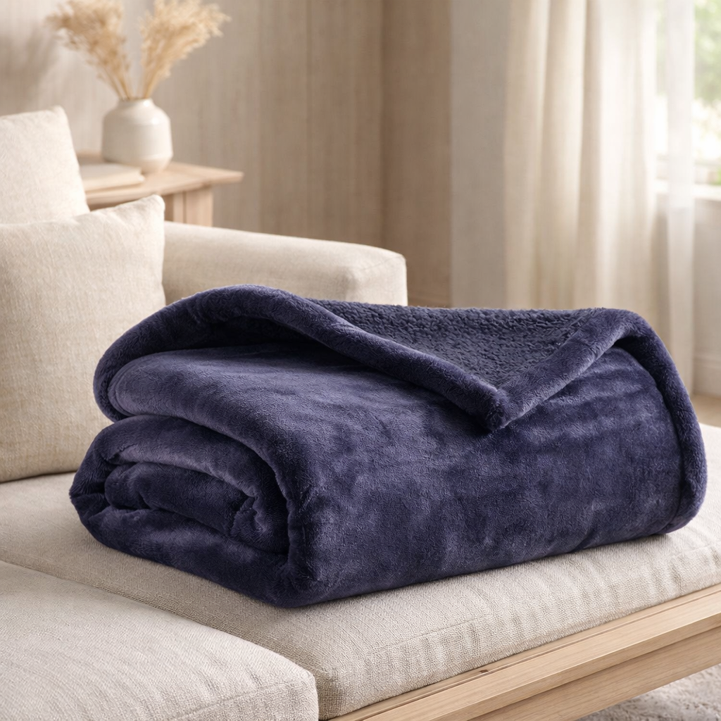Plaid Michka Marine 130 x 160 en situation