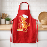 Tablier de cuisine enfant Chat en cuisine recyclé Rouge 52 x 63 en situation