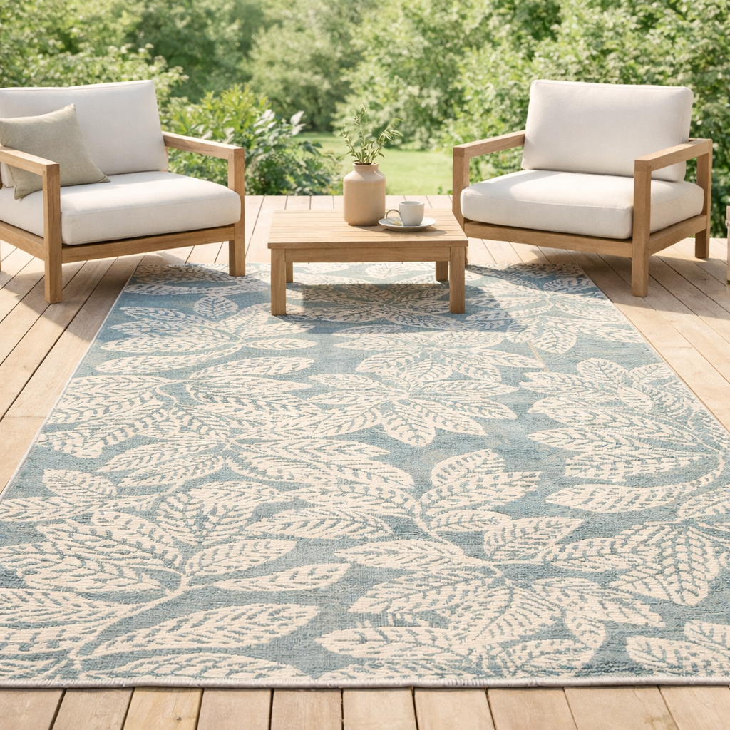Tapis Ariane outdoor recyclé Acier 160 x 230 en situation