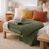Plaid Tana Olive 140 x 200 en situation