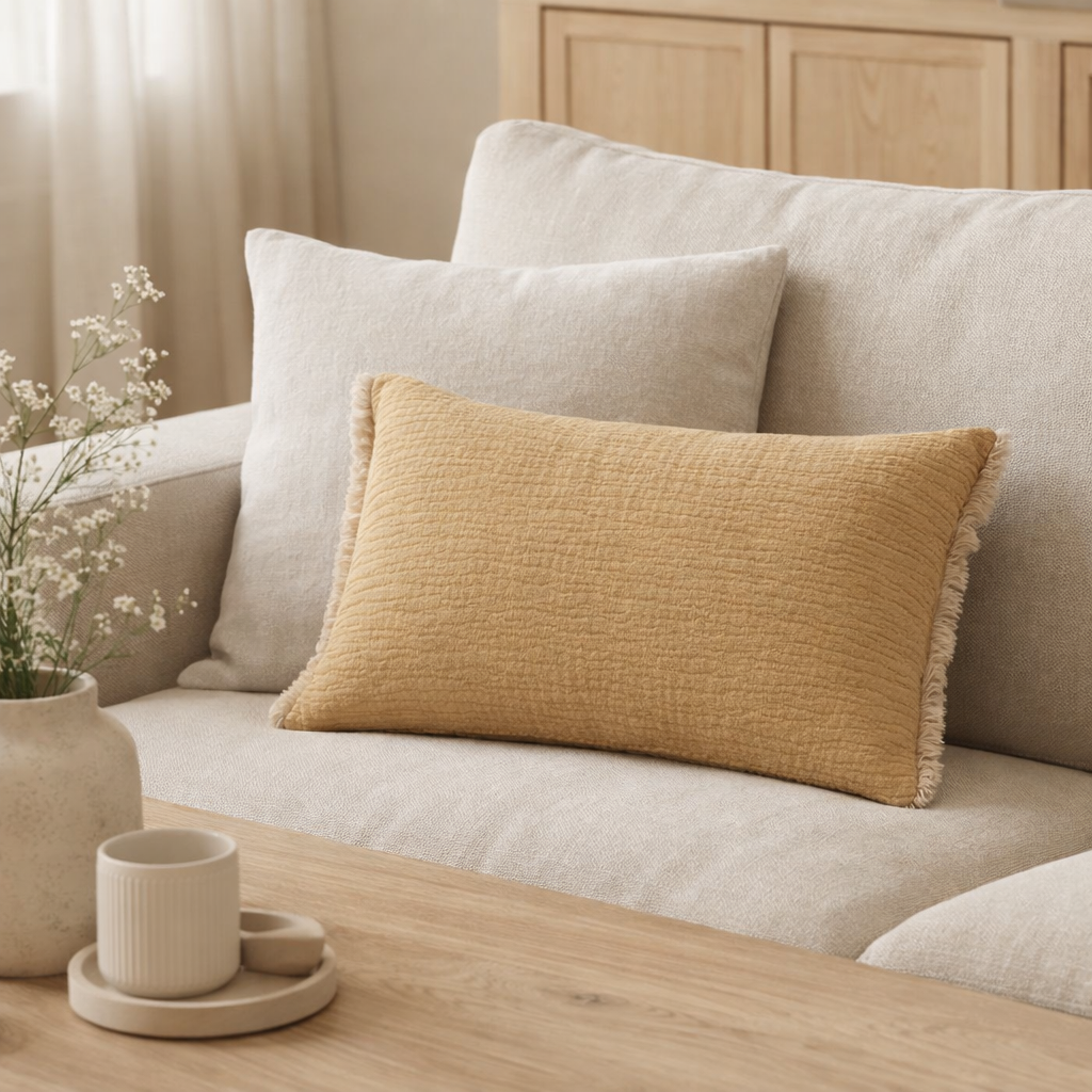 Coussin Emilio Mirabelle 30 x 50 en situation