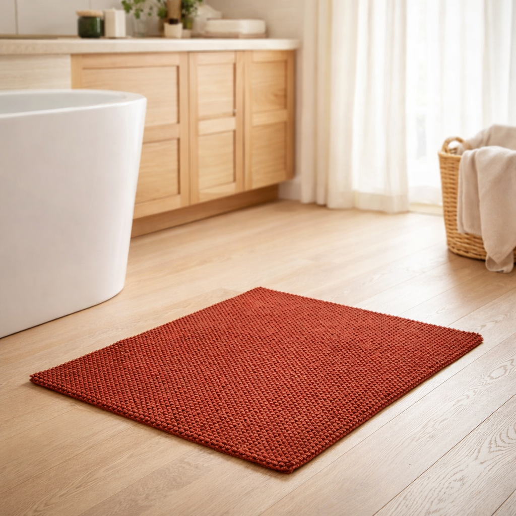 Tapis de bain uni Etia Rooibos 54 x 64 en situation