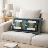Coussin brodé Taho Vert de gris 30 x 50 en situation