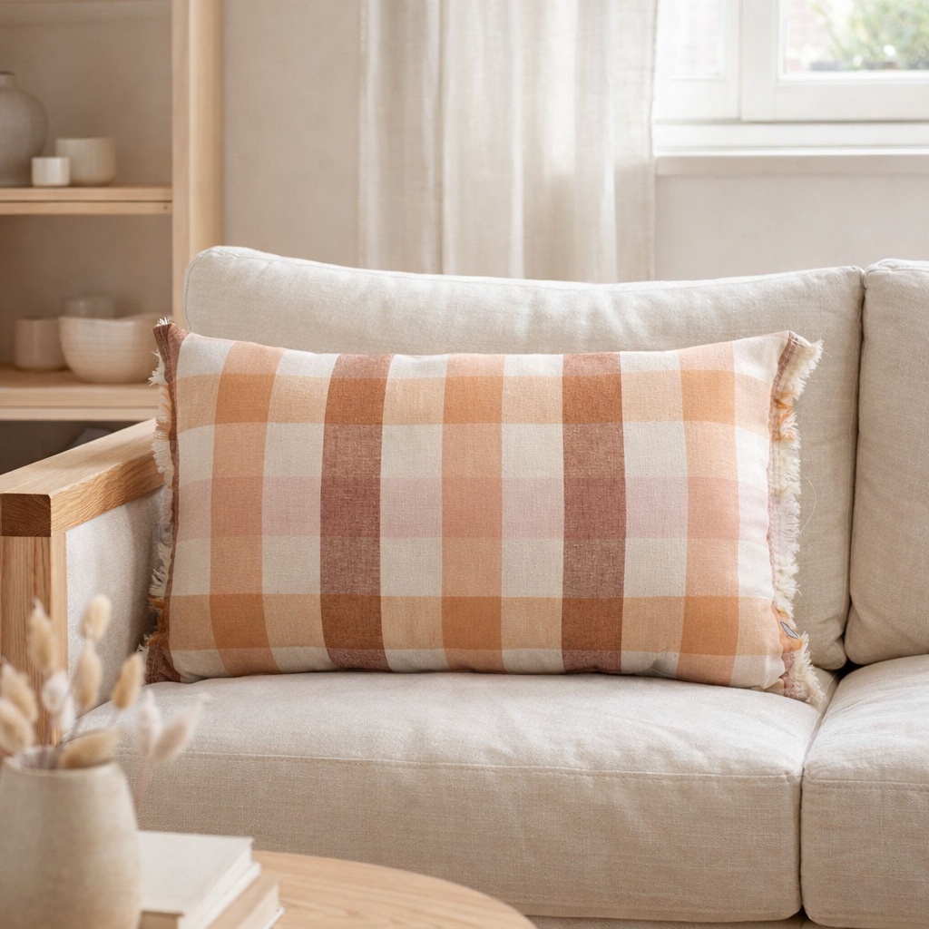 Coussin imprimé Kate Terracotta 40 x 65 en situation