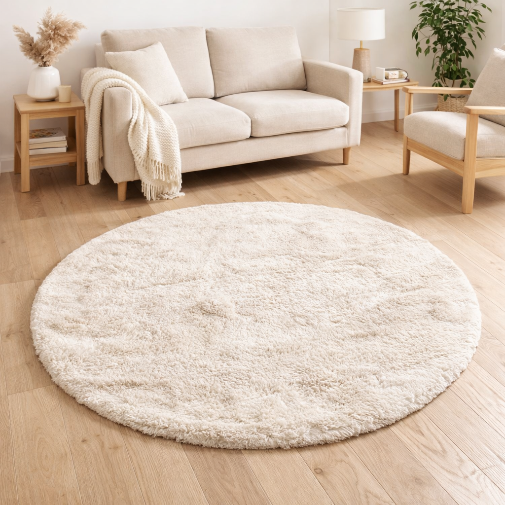 Tapis Eddy Ivoire diamètre 120 cm en situation