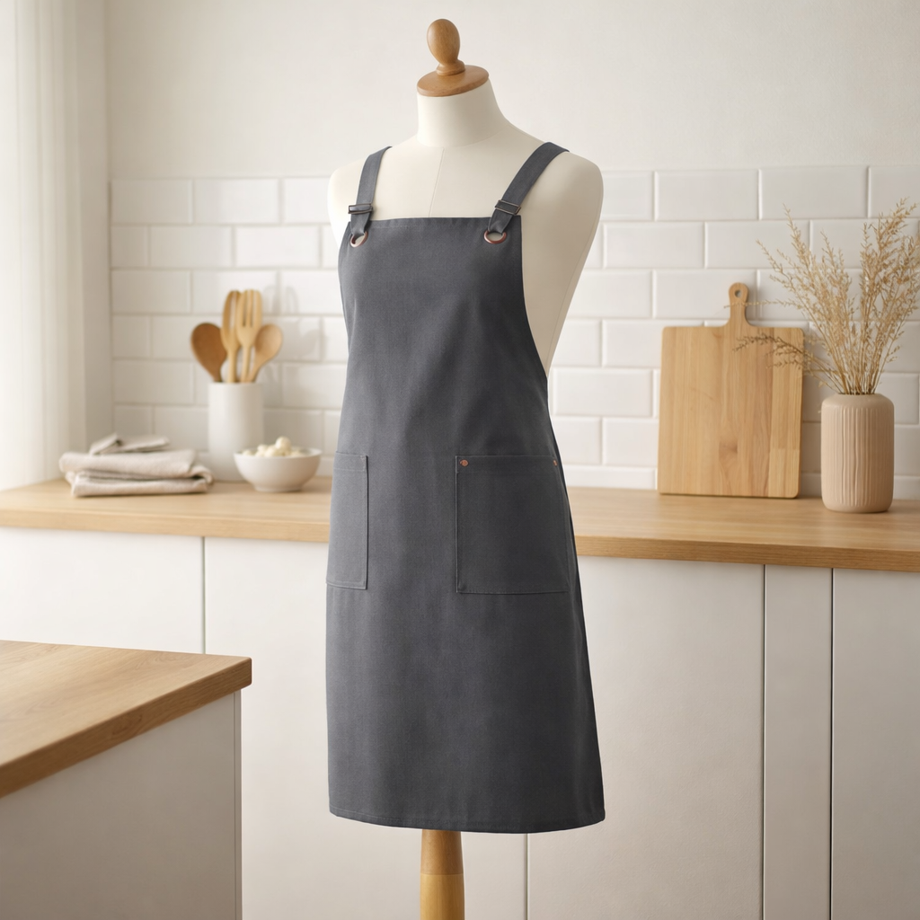 Tablier de cuisine recyclé Artisan avec poches Ombre 72 x 85 en situation