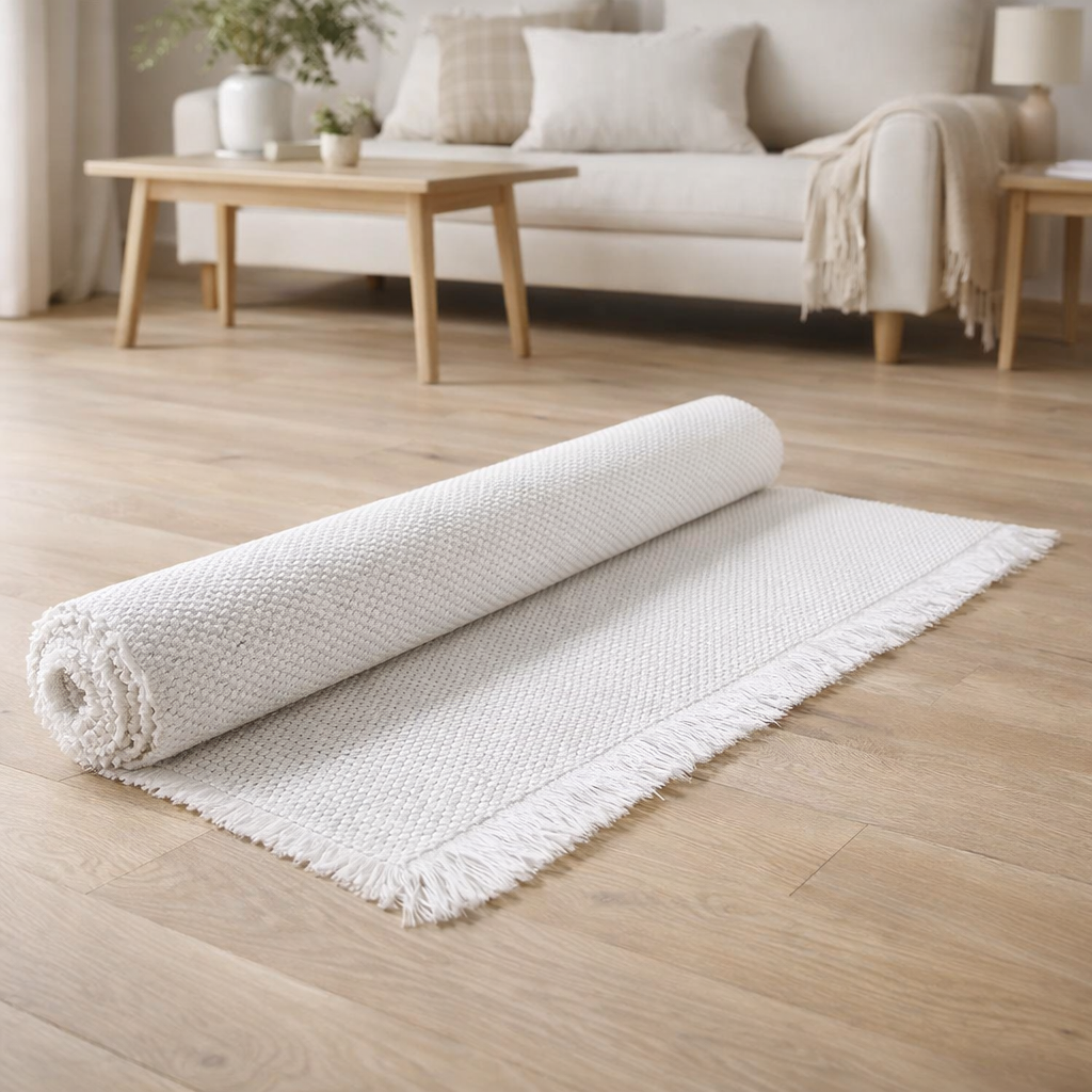 Tapis de bain uni Elly Neige 70 x 140 en situation