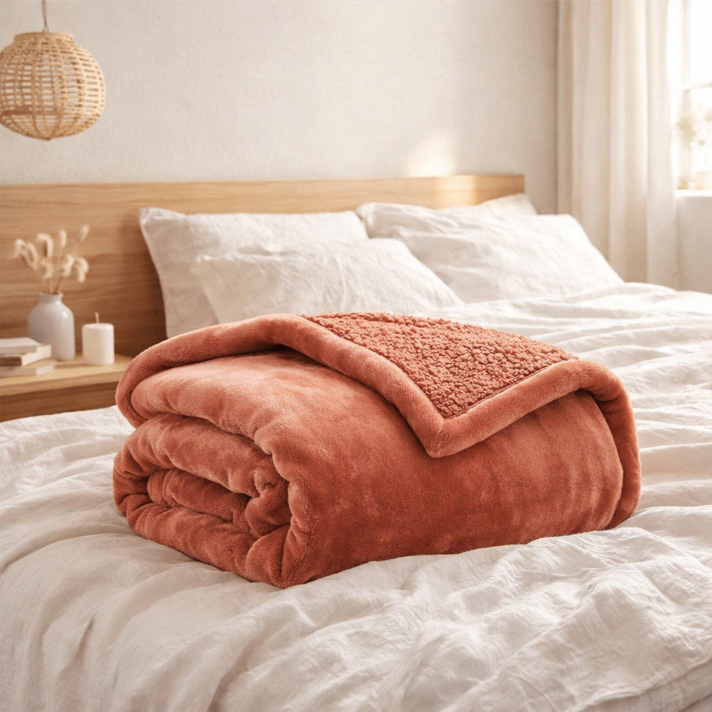 Jeté de lit Michka Terracotta 220 x 240 en situation