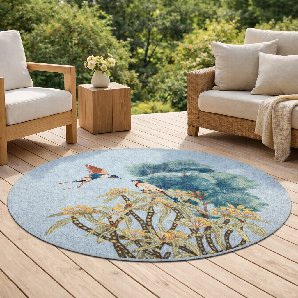 Tapis Lola outdoor Multico Diamètre 160 cm en situation