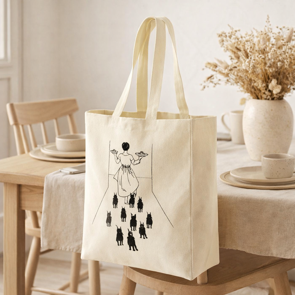 Sac shopping Dubout À table Écru 40 x 36 x 16 en situation