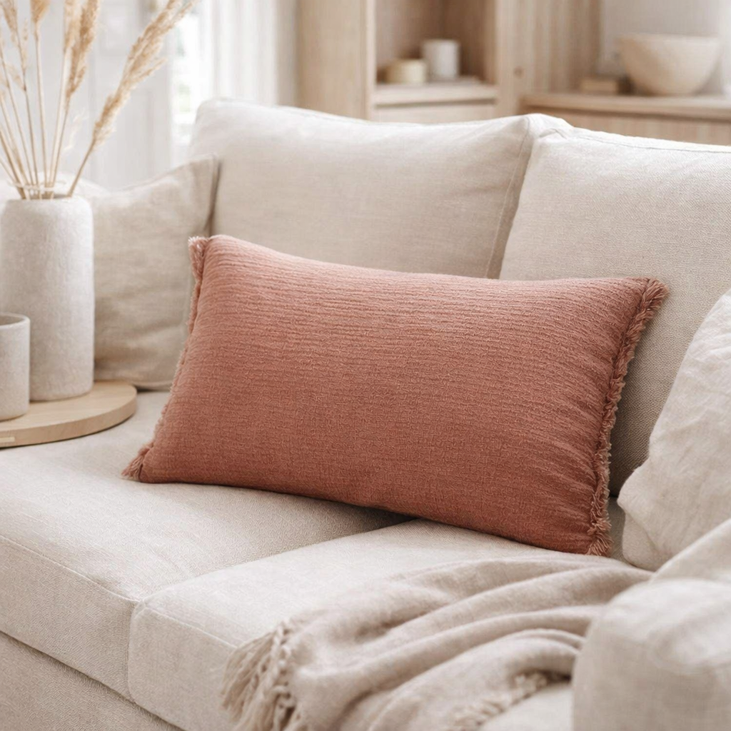 Coussin Emilio Terracotta 30 x 50 en situation