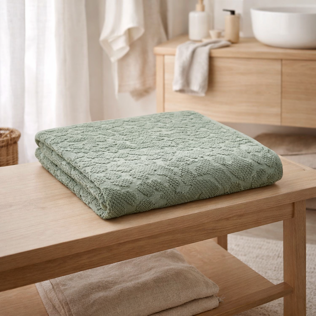 Drap de bain Gilda Thym 90 x 150 en situation
