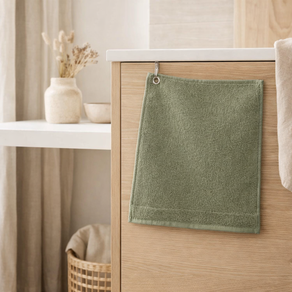 Essuie-mains _x009c_illet Curl Matcha 50 x 50 en situation