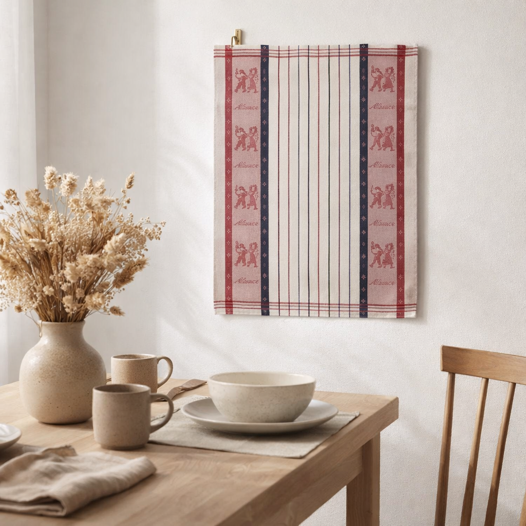 Torchon Jacquard Lisel Rouge 70 x 50 en situation
