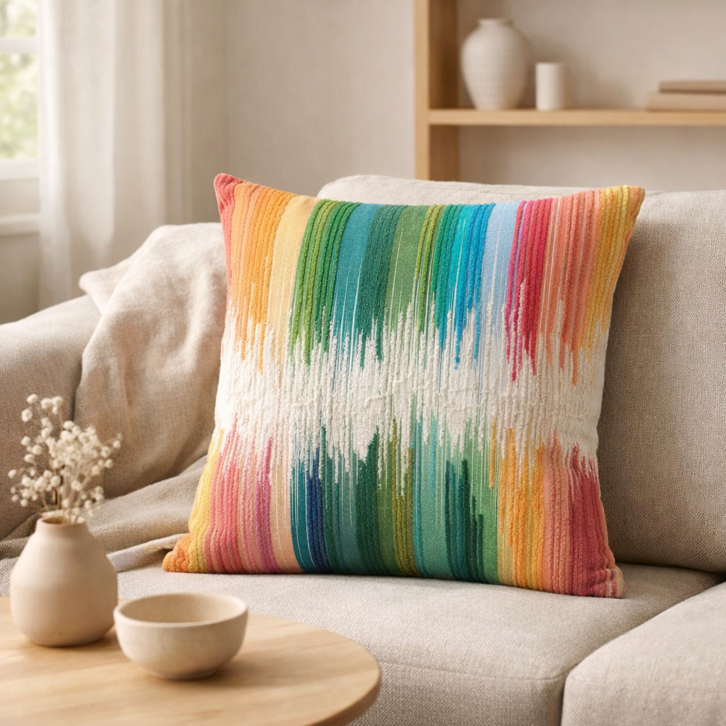 Coussin Olivia brodé Multico 45 x 45 en situation