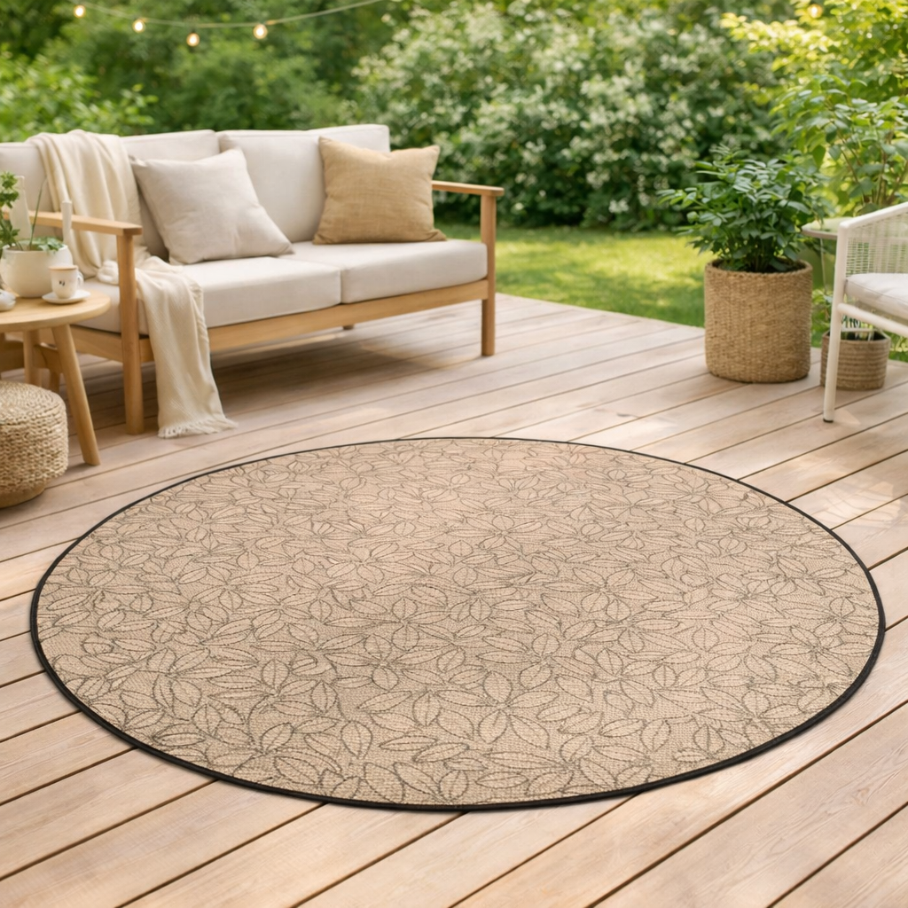 Tapis Chelby outdoor Naturel diamètre 160 cm en situation