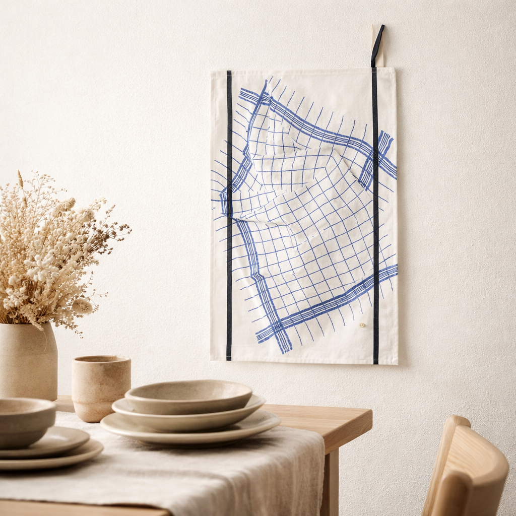 Torchon Tonton Bleu 70 x 50 en situation