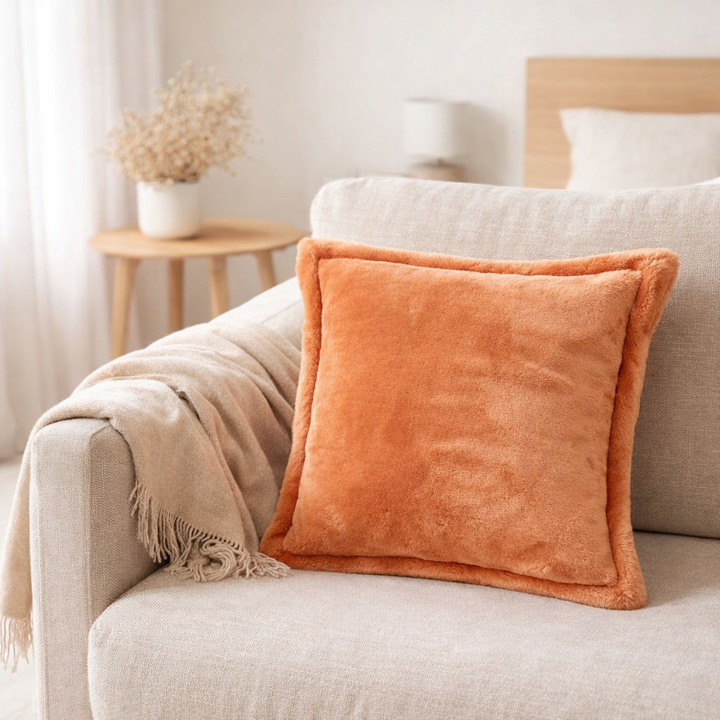 Coussin Tender Papaye 50 x 50 en situation
