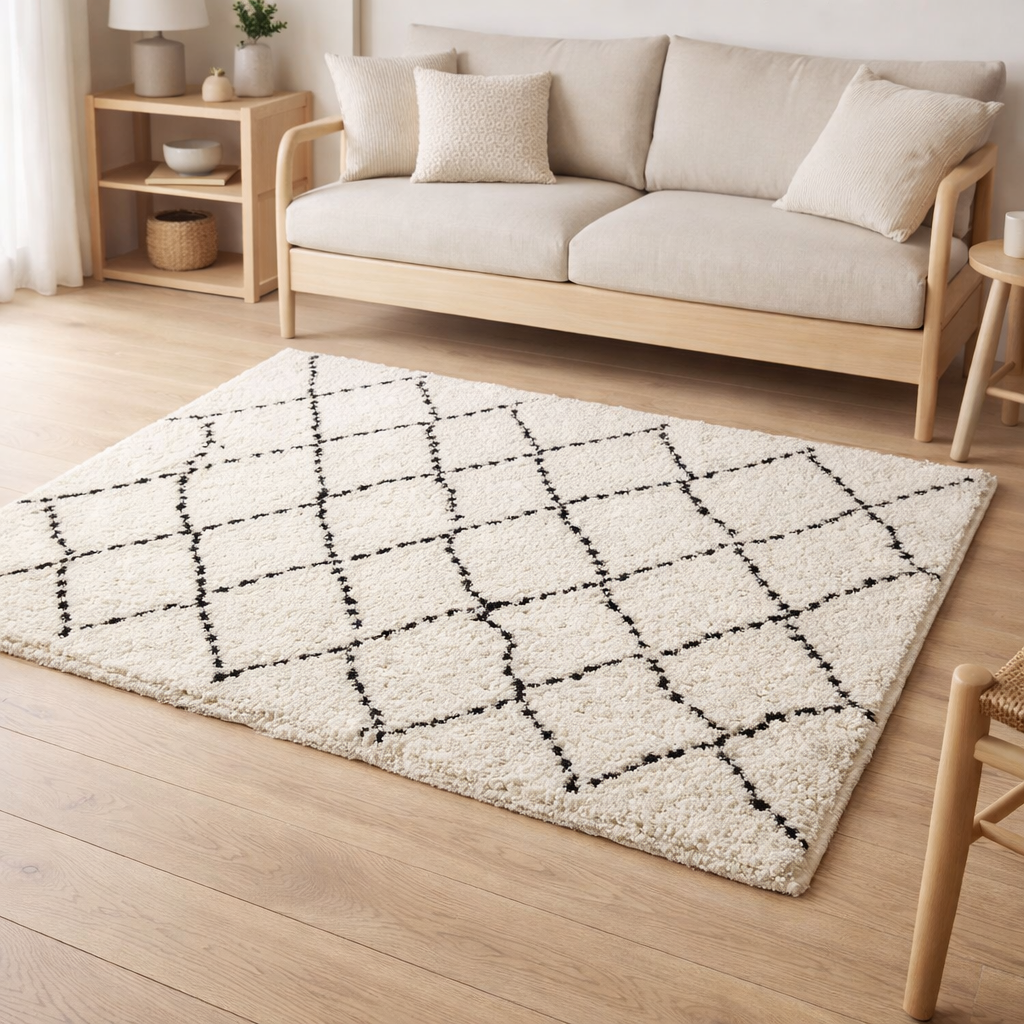 Tapis Casablanca 2 Beige 120 x 170 x 3 cm en situation