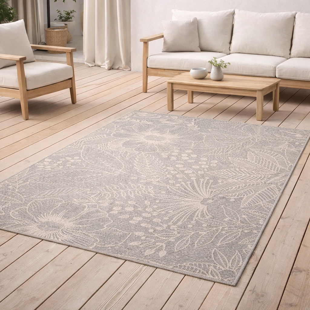 Tapis Mareva extérieur Perle 120 x 170 en situation