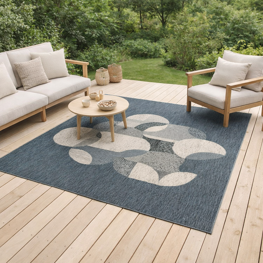 Tapis Anaya outdoor Pétrole 200 x 290 en situation