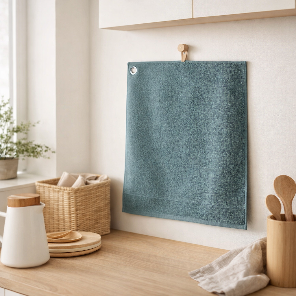 Essuie-mains oeillet Curl Lichen 50 x 50 en situation