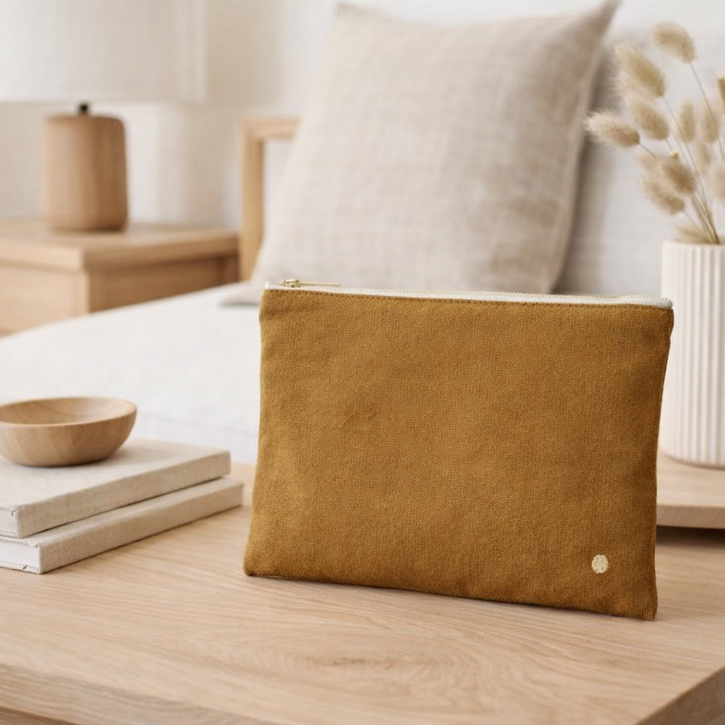Pochette iona noix l 19 x 28 x 1 en situation
