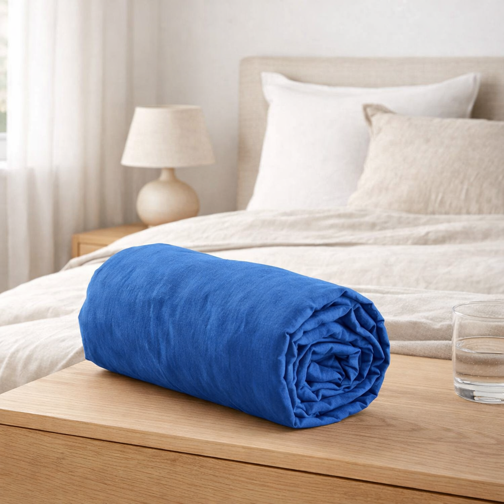 Drap housse Céleste So blue 200 x 90 en situation