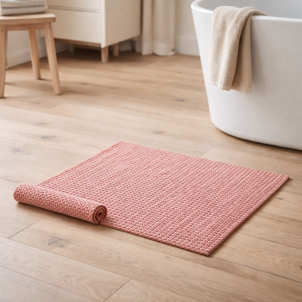 Tapis de bain uni Etia Azalée 54 x 64 en situation