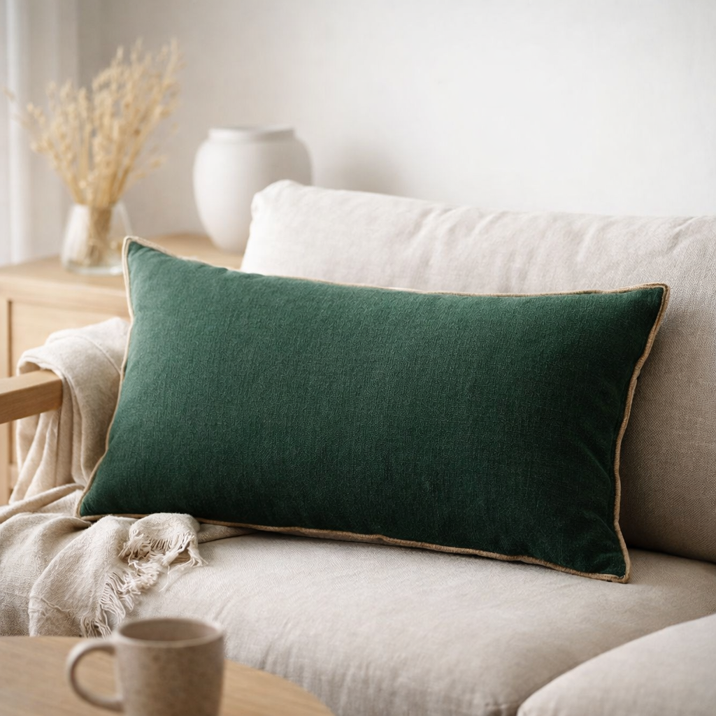 Coussin Zeff Céleste Epicea 30 x 50 en situation
