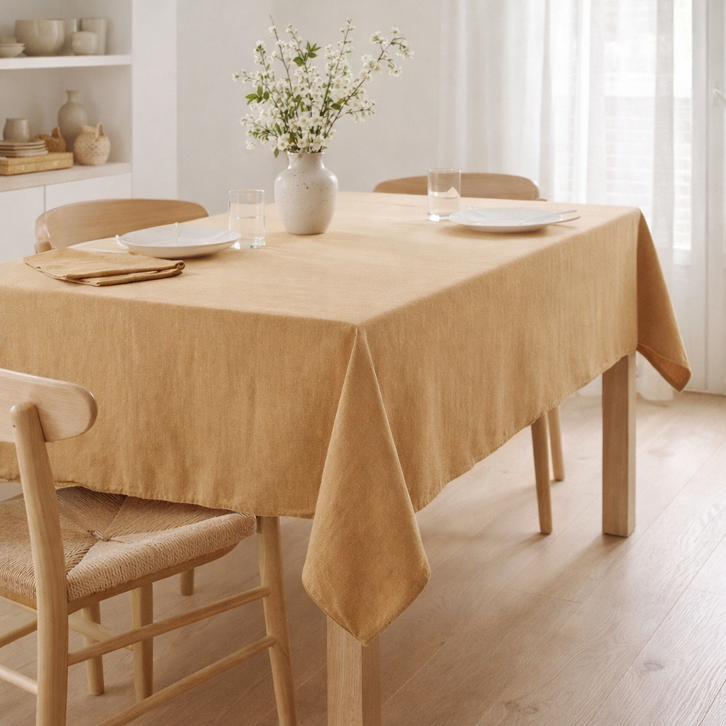 Nappe recyclée Grace Cannelle 180 x 350 en situation