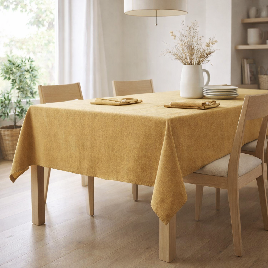 Nappe recyclée Grace Cannelle 180 x 350 en situation