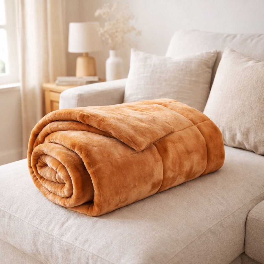 Plaid Betender Ocre 130 x 180 en situation